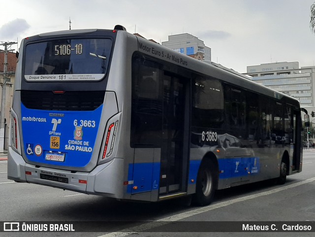 Viação Paratodos > São Jorge > Metropolitana São Paulo > Mobibrasil 6 3663 na cidade de São Paulo, São Paulo, Brasil, por Mateus C.  Cardoso. Número da foto: #12722555.
