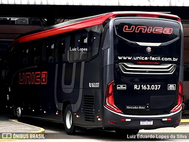 Transportes Única Petrópolis RJ 163.037 na cidade de Niterói, Rio de Janeiro, Brasil, por Luiz Eduardo Lopes da Silva. Número da foto: #12720290.