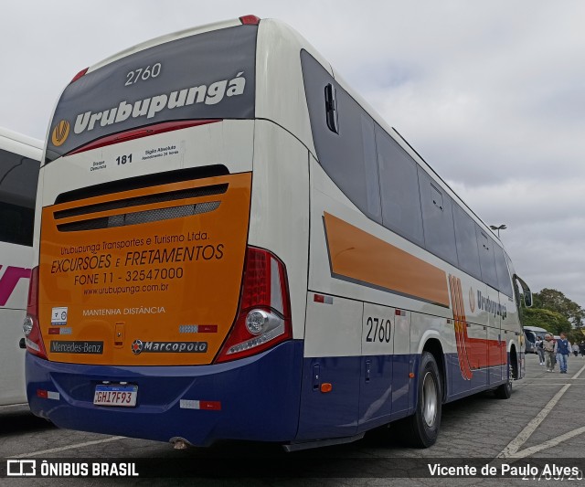 Auto Viação Urubupungá 2760 na cidade de Aparecida, São Paulo, Brasil, por Vicente de Paulo Alves. Número da foto: #12735395.