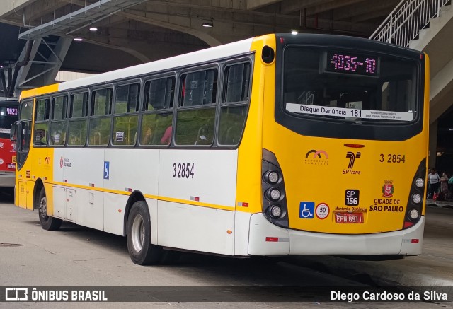 Viação Metrópole Paulista - Zona Leste 3 2854 na cidade de São Paulo, São Paulo, Brasil, por Diego Cardoso da Silva. Número da foto: #12739151.