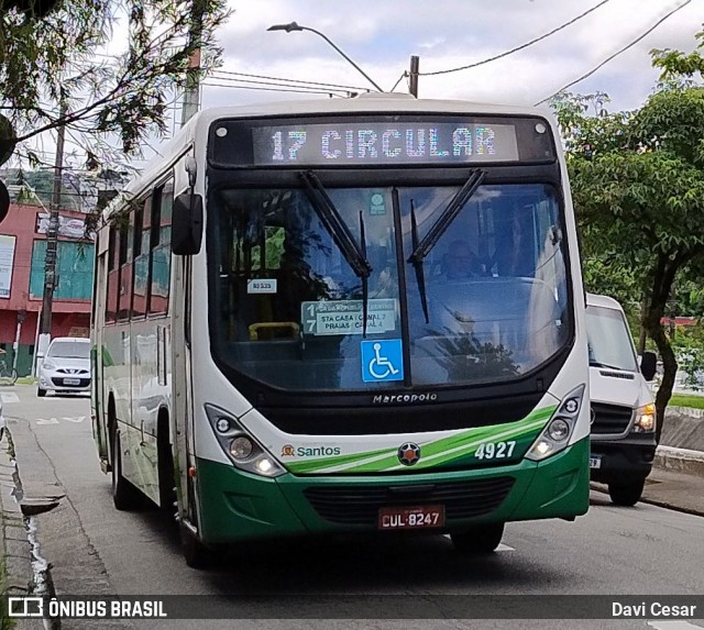 Viação Piracicabana Santos 4927 na cidade de Santos, São Paulo, Brasil, por Davi Cesar. Número da foto: #12741406.