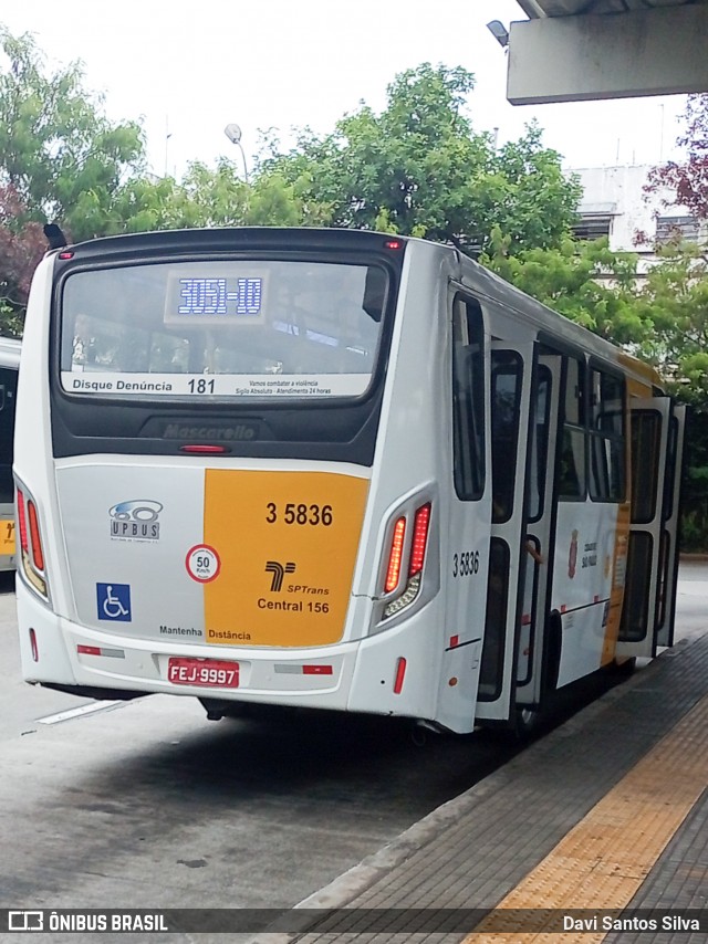 Upbus Qualidade em Transportes 3 5836 na cidade de São Paulo, São Paulo, Brasil, por Davi Santos Silva. Número da foto: #12745483.