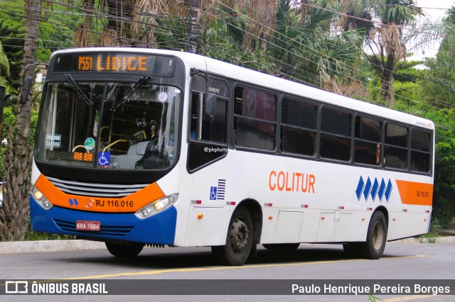Colitur Transportes Rodoviários RJ 116.016 na cidade de Barra Mansa, Rio de Janeiro, Brasil, por Paulo Henrique Pereira Borges. Número da foto: #12744668.