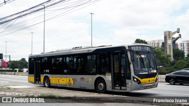 Viação Metrópole Paulista - Zona Leste 3 1512 na cidade de São Paulo, São Paulo, Brasil, por Francisco Ivano. Número da foto: #12744947.