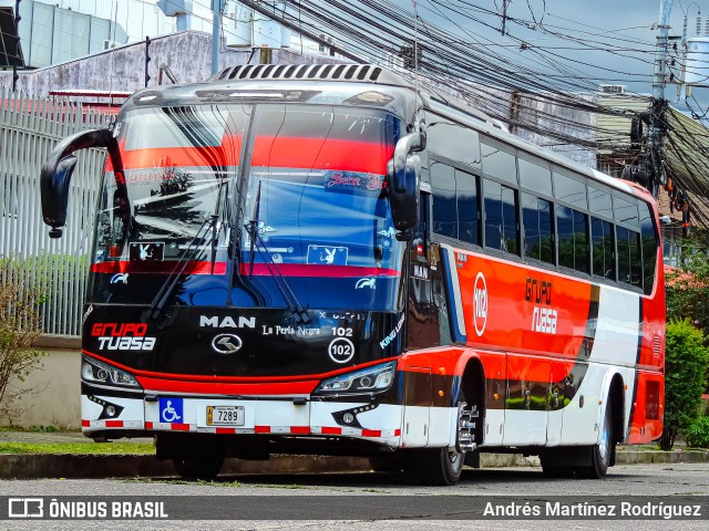 TUASA - Transportes Unidos Alajuelenses 102 na cidade de Mata Redonda, San José, San José, Costa Rica, por Andrés Martínez Rodríguez. Número da foto: #12698154.
