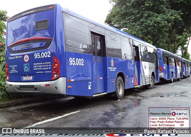 Empresa de Ônibus Pássaro Marron 95.002 na cidade de São José dos Campos, São Paulo, Brasil, por Paulo Rafael Peixoto. Número da foto: #12696702.