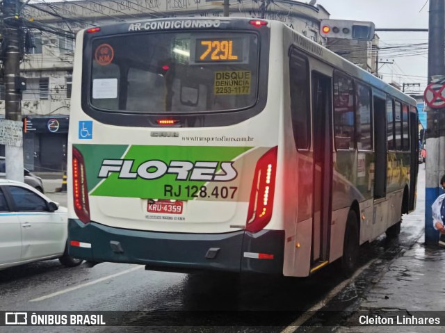 Transportes Flores RJ 128.407 na cidade de Rio de Janeiro, Rio de Janeiro, Brasil, por Cleiton Linhares. Número da foto: #12696415.