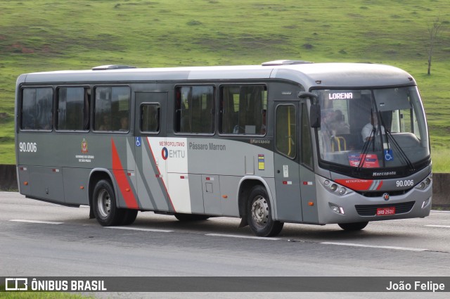 Empresa de Ônibus Pássaro Marron 90.006 na cidade de Lorena, São Paulo, Brasil, por João Felipe. Número da foto: #12754311.
