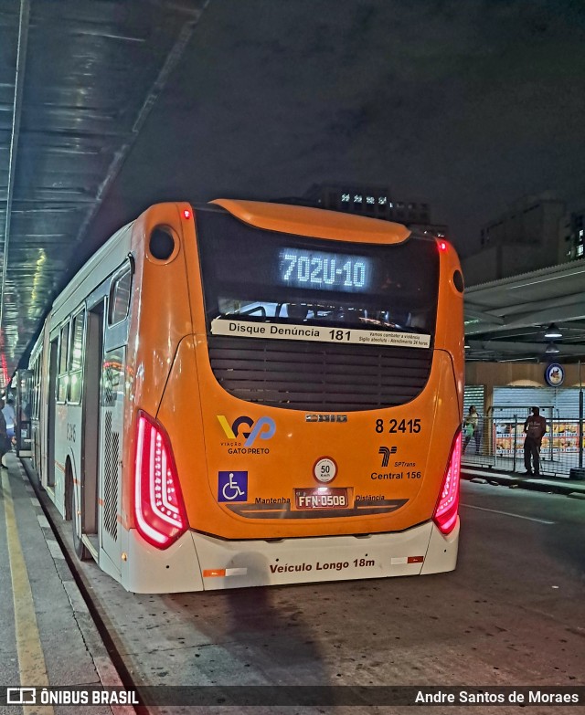 Viação Gato Preto 8 2415 na cidade de São Paulo, São Paulo, Brasil, por Andre Santos de Moraes. Número da foto: #12754893.
