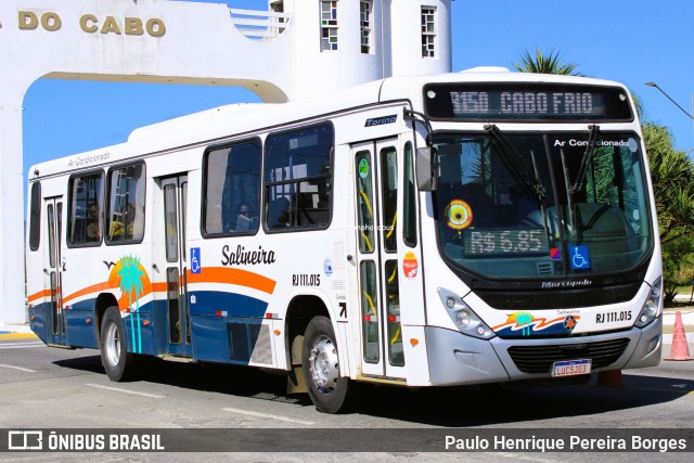 Auto Viação Salineira RJ 111.015 na cidade de Arraial do Cabo, Rio de Janeiro, Brasil, por Paulo Henrique Pereira Borges. Número da foto: #12756091.