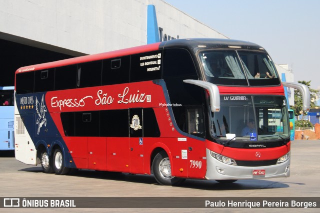 Expresso São Luiz 7990 na cidade de Goiânia, Goiás, Brasil, por Paulo Henrique Pereira Borges. Número da foto: #12756040.