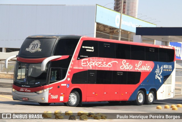 Expresso São Luiz 7660 na cidade de Goiânia, Goiás, Brasil, por Paulo Henrique Pereira Borges. Número da foto: #12756029.
