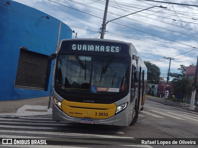 Viação Metrópole Paulista - Zona Leste 3 2633 na cidade de São Paulo, São Paulo, Brasil, por Rafael Lopes de Oliveira. Número da foto: #12756848.