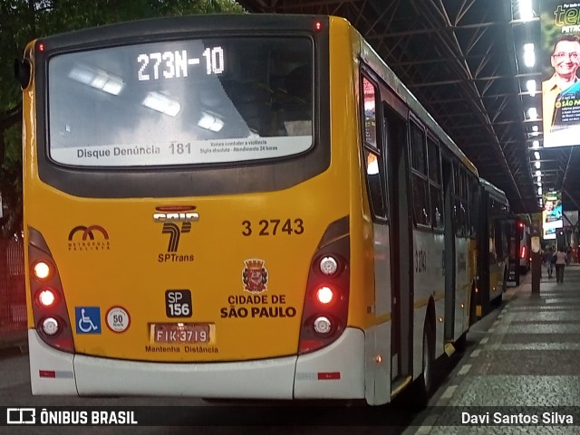 Viação Metrópole Paulista - Zona Leste 3 2743 na cidade de São Paulo, São Paulo, Brasil, por Davi Santos Silva. Número da foto: #12764277.