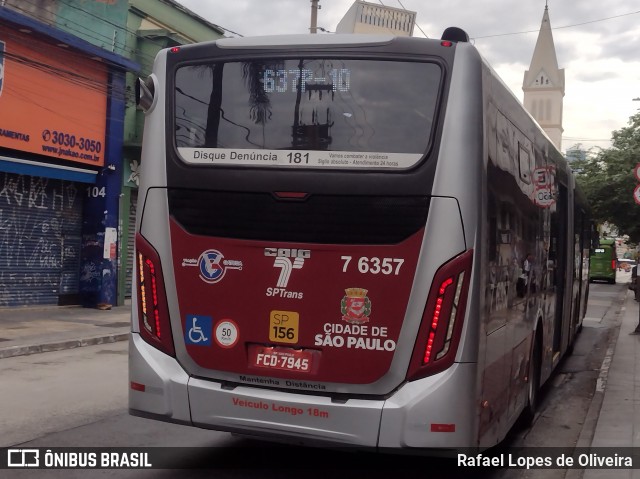 Viação Gatusa Transportes Urbanos 7 6357 na cidade de São Paulo, São Paulo, Brasil, por Rafael Lopes de Oliveira. Número da foto: #12764226.