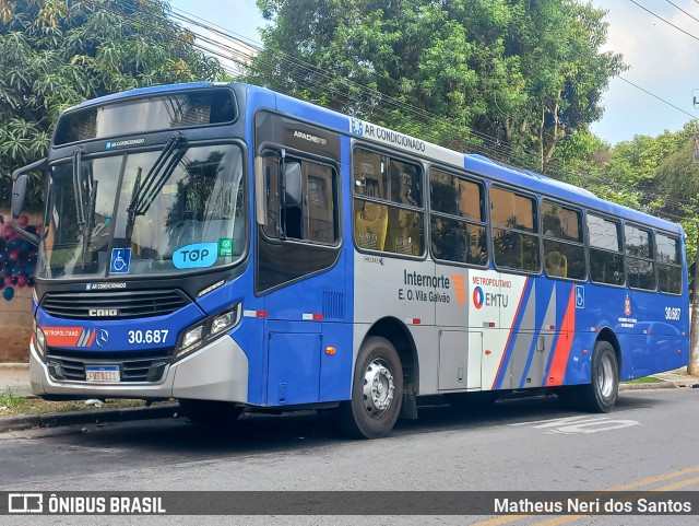 Empresa de Ônibus Vila Galvão 30.687 na cidade de Guarulhos, São Paulo, Brasil, por Matheus Neri dos Santos. Número da foto: #12769844.