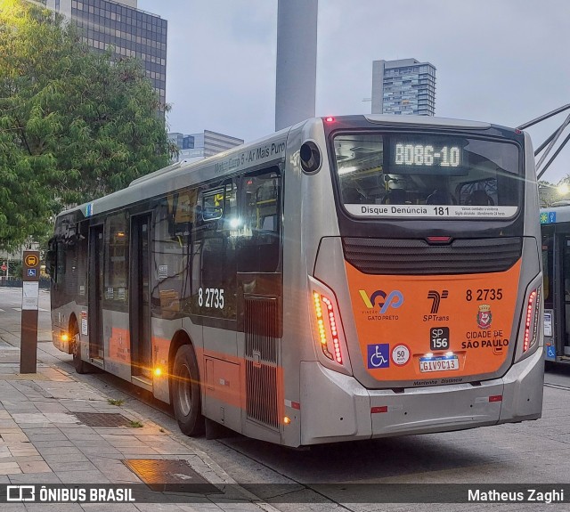Viação Gato Preto 8 2735 na cidade de São Paulo, São Paulo, Brasil, por Matheus Zaghi. Número da foto: #12700740.