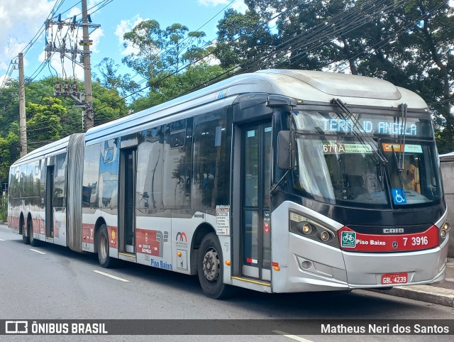 Viação Metrópole Paulista - Zona Sul 7 3916 na cidade de São Paulo, São Paulo, Brasil, por Matheus Neri dos Santos. Número da foto: #12701975.