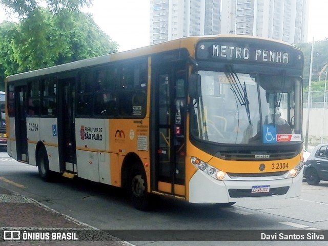 Viação Metrópole Paulista - Zona Leste 3 2304 na cidade de São Paulo, São Paulo, Brasil, por Davi Santos Silva. Número da foto: #12776951.