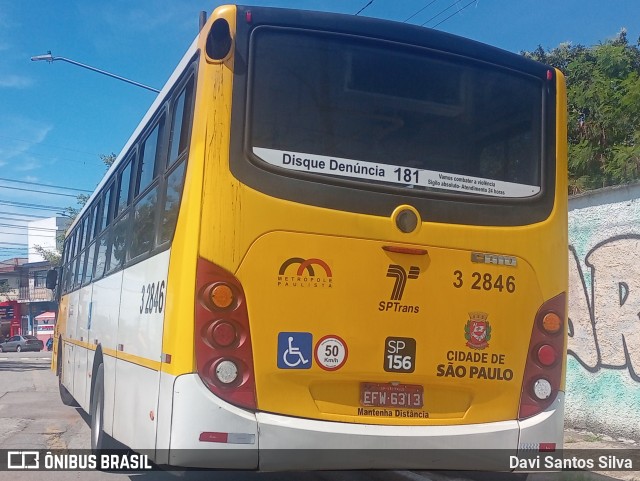 Viação Metrópole Paulista - Zona Leste 3 2846 na cidade de São Paulo, São Paulo, Brasil, por Davi Santos Silva. Número da foto: #12705490.