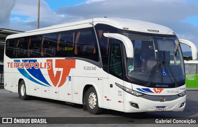Viação Teresópolis RJ 203.040 na cidade de Rio de Janeiro, Rio de Janeiro, Brasil, por Gabriel Conceição. Número da foto: #12710805.
