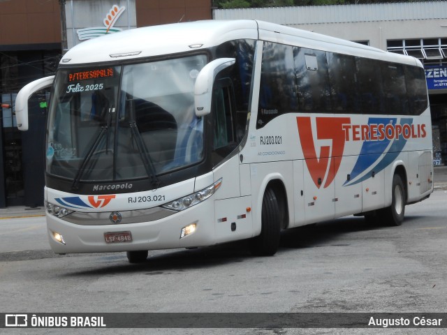 Viação Teresópolis RJ 203.021 na cidade de Teresópolis, Rio de Janeiro, Brasil, por Augusto César. Número da foto: #12712378.
