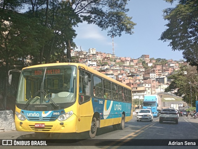 Viação União 3193 na cidade de Manhuaçu, Minas Gerais, Brasil, por Adrian Sena. Número da foto: #12715578.