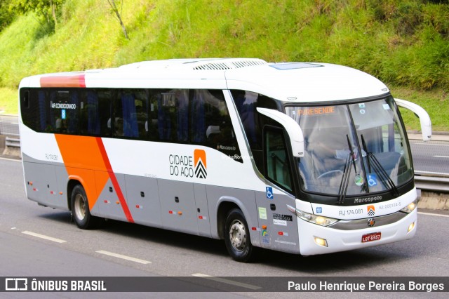Viação Cidade do Aço RJ 174.081 na cidade de Piraí, Rio de Janeiro, Brasil, por Paulo Henrique Pereira Borges. Número da foto: #12718529.