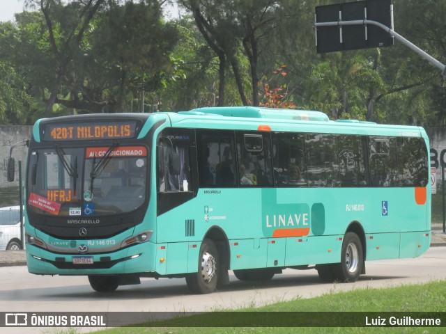 Linave Transportes RJ 146.013 na cidade de Rio de Janeiro, Rio de Janeiro, Brasil, por Luiz Guilherme. Número da foto: #12782757.