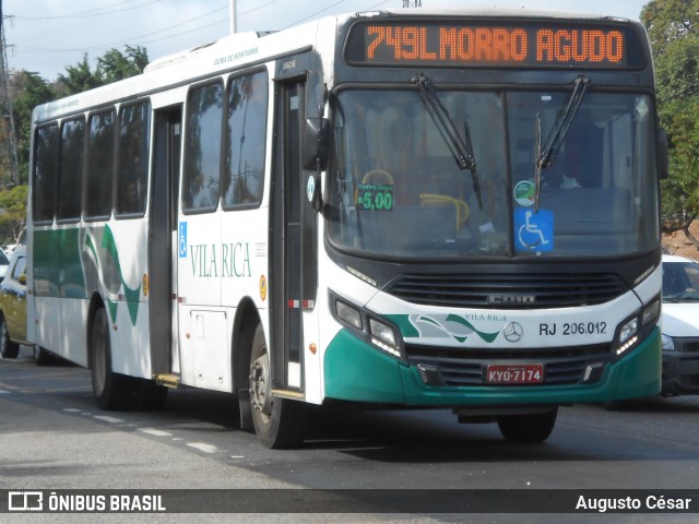 Viação Vila Rica RJ 206.012 na cidade de Nova Iguaçu, Rio de Janeiro, Brasil, por Augusto César. Número da foto: #12783431.