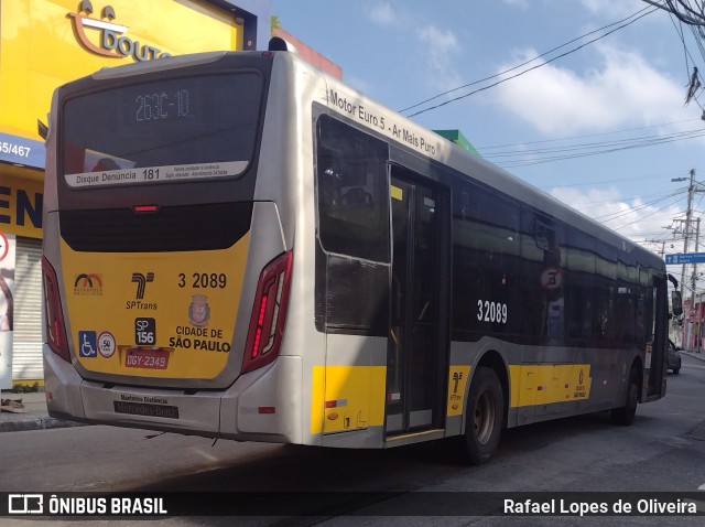 Viação Metrópole Paulista - Zona Leste 3 2089 na cidade de São Paulo, São Paulo, Brasil, por Rafael Lopes de Oliveira. Número da foto: #12804654.