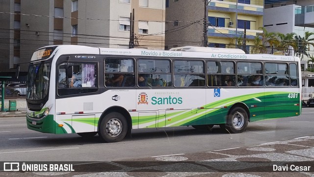Viação Piracicabana Santos 4301 na cidade de Santos, São Paulo, Brasil, por Davi Cesar. Número da foto: #12809218.