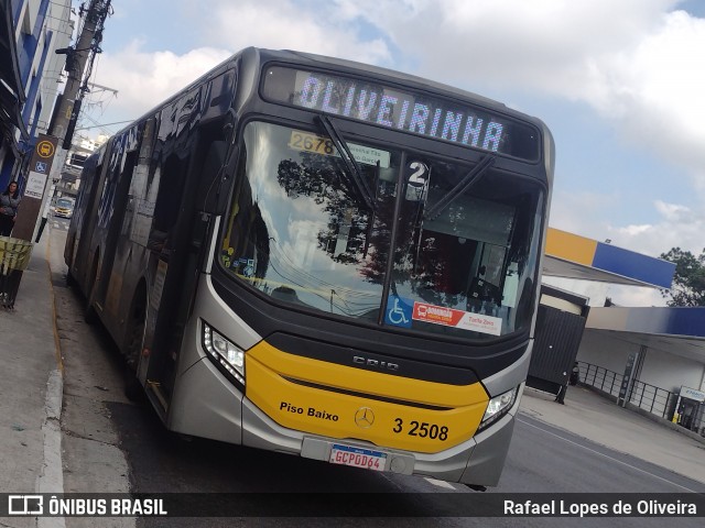Viação Metrópole Paulista - Zona Leste 3 2508 na cidade de São Paulo, São Paulo, Brasil, por Rafael Lopes de Oliveira. Número da foto: #12808372.