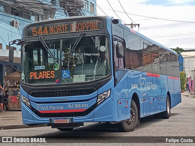 Viação Nossa Senhora da Penha RJ 188.041 na cidade de Rio de Janeiro, Rio de Janeiro, Brasil, por Felipe Costa. Número da foto: #12811251.