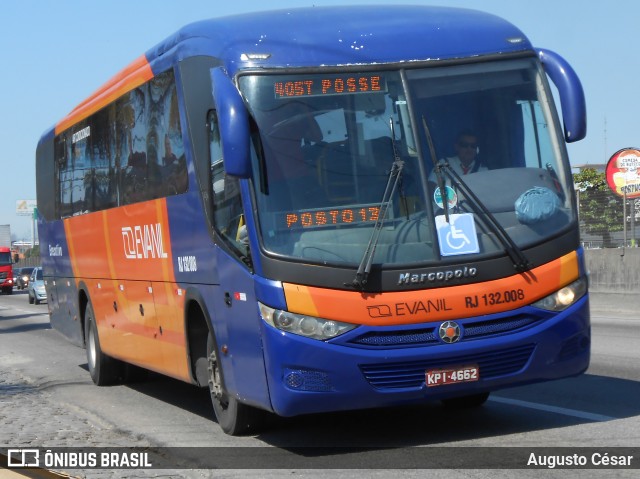 Evanil Transportes e Turismo RJ 132.008 na cidade de Nova Iguaçu, Rio de Janeiro, Brasil, por Augusto César. Número da foto: #12815179.