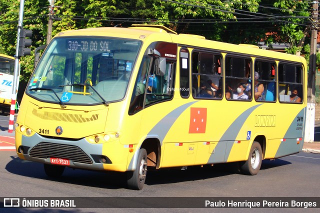 TCGL - Transportes Coletivos Grande Londrina 3411 na cidade de Londrina, Paraná, Brasil, por Paulo Henrique Pereira Borges. Número da foto: #12817182.
