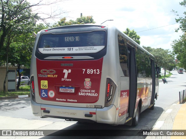 Transwolff Transportes e Turismo 7 8913 na cidade de São Paulo, São Paulo, Brasil, por Mateus C.  Cardoso. Número da foto: #12818322.