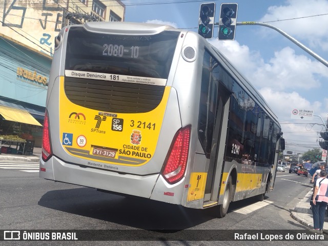 Viação Metrópole Paulista - Zona Leste 3 2141 na cidade de São Paulo, São Paulo, Brasil, por Rafael Lopes de Oliveira. Número da foto: #12819139.