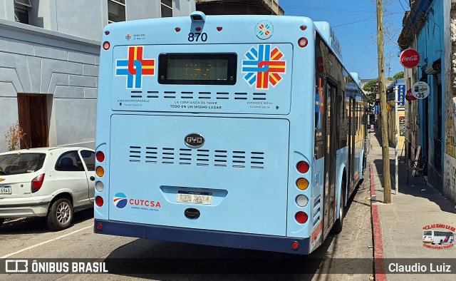 CUTCSA - Companhia Uruguaia de Transporte Coletivo 870 na cidade de Montevideo, Montevideo, Uruguai, por Claudio Luiz. Número da foto: #12822292.