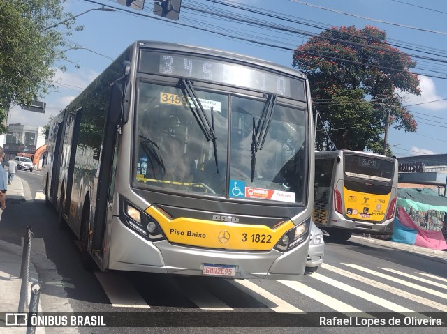 Viação Metrópole Paulista - Zona Leste 3 1822 na cidade de São Paulo, São Paulo, Brasil, por Rafael Lopes de Oliveira. Número da foto: #12821225.
