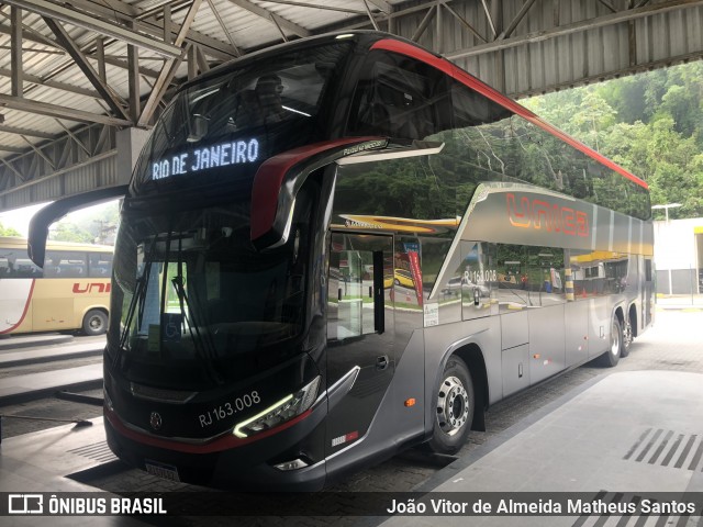 Transportes Única Petrópolis RJ 163.008 na cidade de Petrópolis, Rio de Janeiro, Brasil, por João Vitor de Almeida Matheus Santos. Número da foto: #12837745.