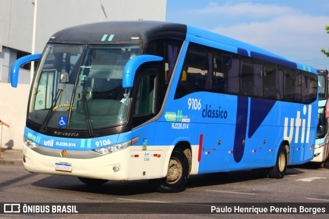 UTIL - União Transporte Interestadual de Luxo 9106 na cidade de Rio de Janeiro, Rio de Janeiro, Brasil, por Paulo Henrique Pereira Borges. Número da foto: #12839293.