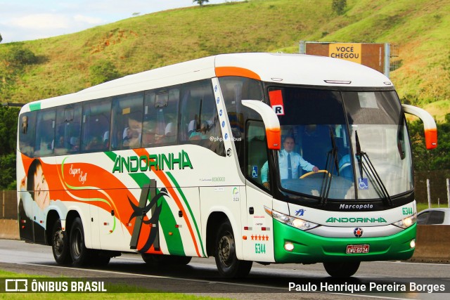 Empresa de Transportes Andorinha 6344 na cidade de Aparecida, São Paulo, Brasil, por Paulo Henrique Pereira Borges. Número da foto: #12842185.
