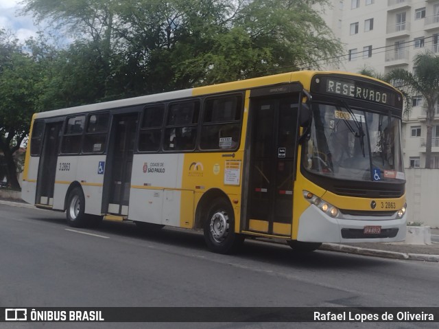 Viação Metrópole Paulista - Zona Leste 3 2863 na cidade de São Paulo, São Paulo, Brasil, por Rafael Lopes de Oliveira. Número da foto: #12842850.