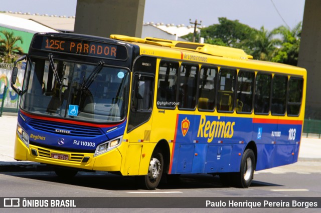 Auto Viação Reginas RJ 110.103 na cidade de Rio de Janeiro, Rio de Janeiro, Brasil, por Paulo Henrique Pereira Borges. Número da foto: #12845312.