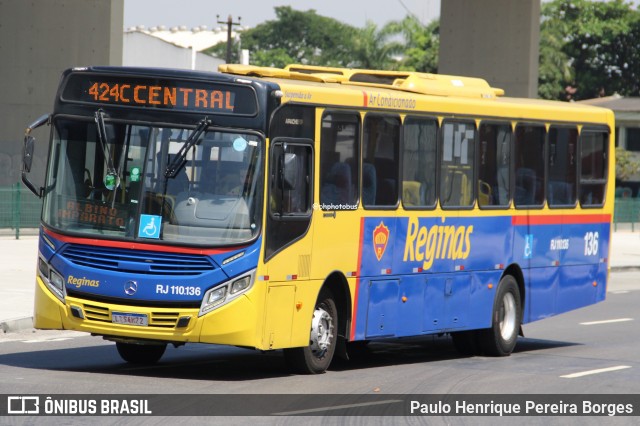 Auto Viação Reginas RJ 110.136 na cidade de Rio de Janeiro, Rio de Janeiro, Brasil, por Paulo Henrique Pereira Borges. Número da foto: #12845322.