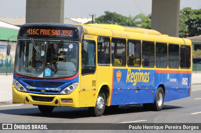 Auto Viação Reginas RJ 110.062 na cidade de Rio de Janeiro, Rio de Janeiro, Brasil, por Paulo Henrique Pereira Borges. Número da foto: #12845302.