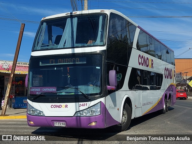 Condorbus 2481 na cidade de El Tabo, San Antonio, Valparaíso, Chile, por Benjamín Tomás Lazo Acuña. Número da foto: #12847908.