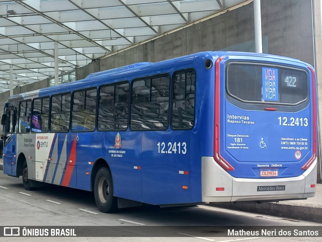 Auto Viação Bragança Metropolitana > Viação Raposo Tavares 12.2413 na cidade de São Paulo, São Paulo, Brasil, por Matheus Neri dos Santos. Número da foto: #12795009.