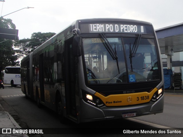 Viação Metrópole Paulista - Zona Leste 3 1838 na cidade de São Paulo, São Paulo, Brasil, por Gilberto Mendes dos Santos. Número da foto: #12798506.